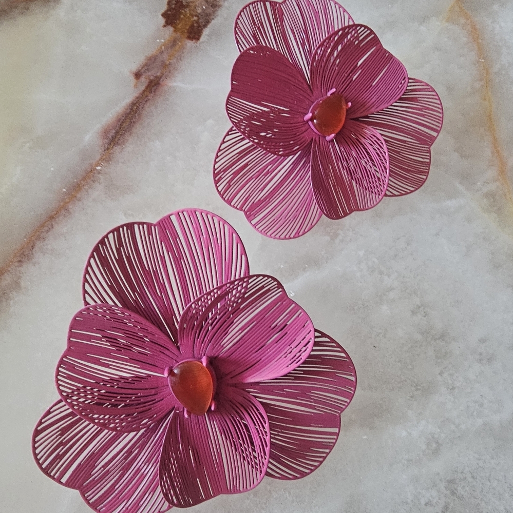 Anthropologie Wire Flower Statement Earrings